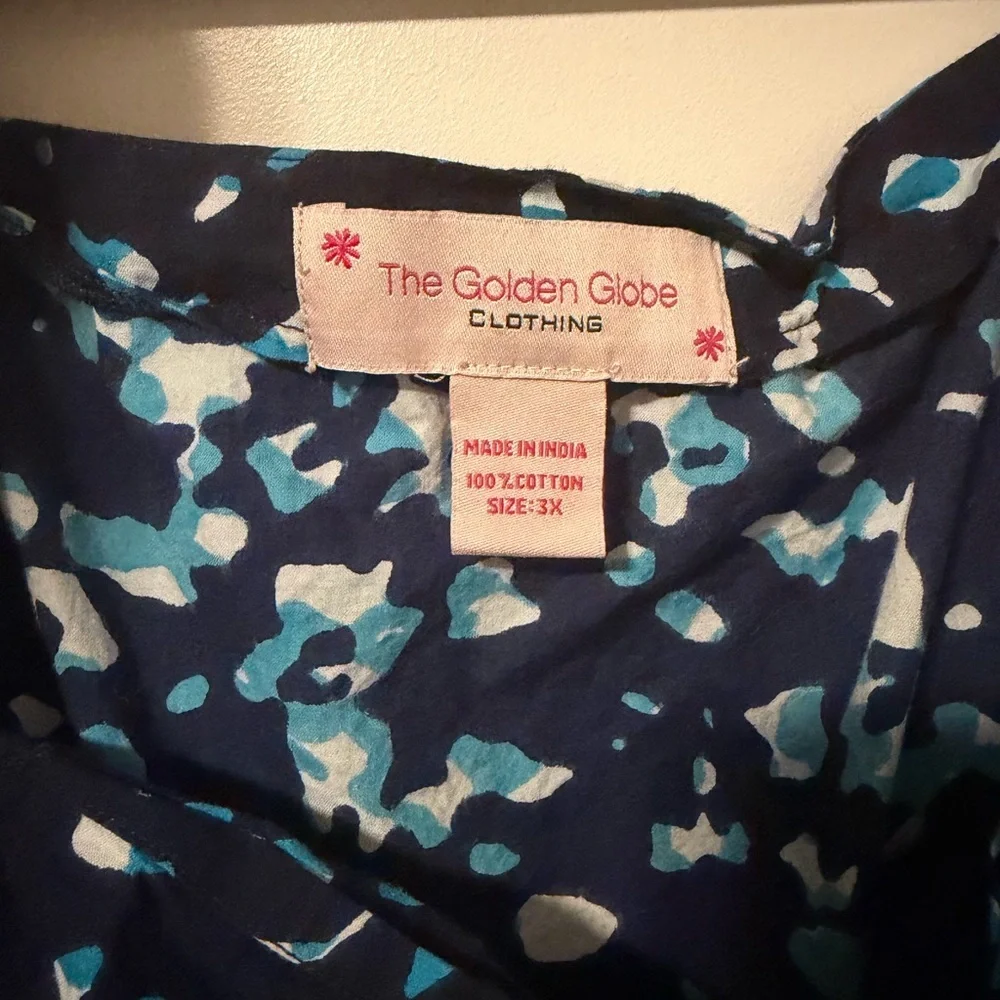 Blue and White Patterned Cotton Dress - Picture 4 of 4